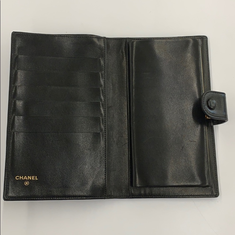 Chanel Vintage Black CC Logo Bi-gold Long Wallet - Picture 5 of 8